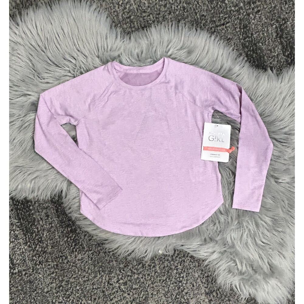 Athleta Girls Longsleeve Comeback Top In Gauzy Lilac Heather Size XS/6